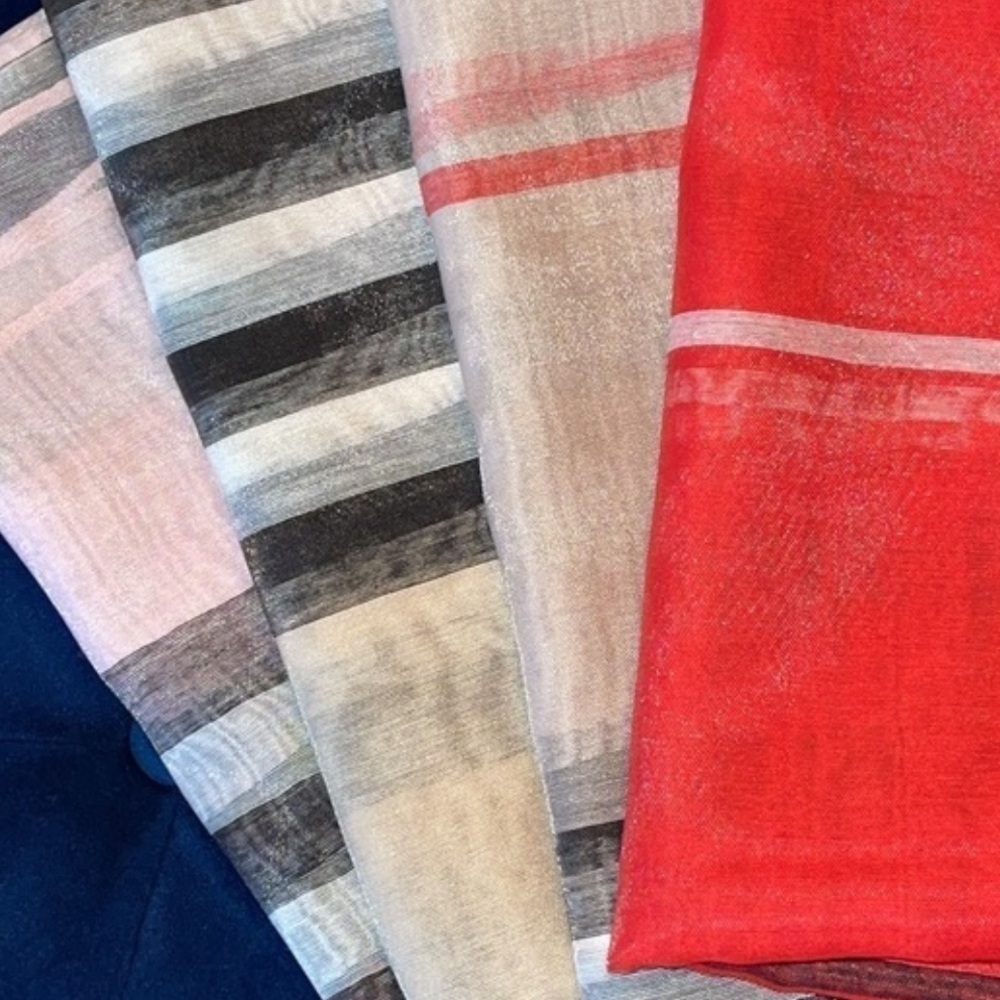 Fashion Striped 100% Viscose Sheer Scarves